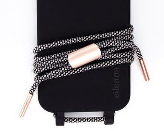 eilenna Interchangeable cell phone chain and cell phone case in CROW with cord SALT and PEPPER