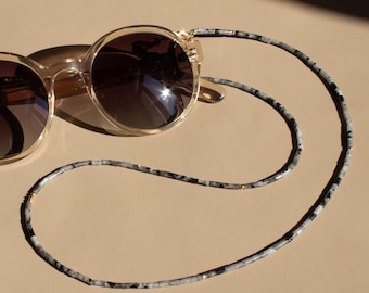 Cadena para gafas color oro hecha de labradorita negra, accesorio para gafas hecho a mano, gafas de sol 2 en 1, cadena para gafas, gafas de lectura y collar de eilenna