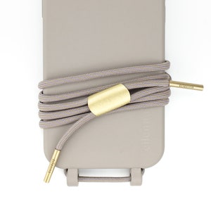 Chaîne et étui pour téléphone portable pour iPhone Samsung en CLAY Gris avec cordon pour téléphone portable BOHEMIAN fait main par eilenna
