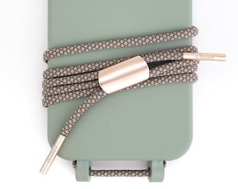Phone chain with phone case for iPhone and Samsung in SAGE with phone cord OAT handmade by eilenna