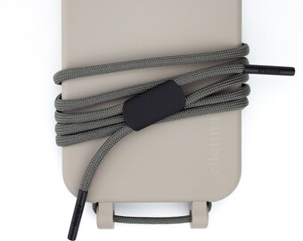 携帯電話チェーン クロスボディと iPhone Samsung 用携帯電話ケース (CLAY グレー、コード MUD 付き)、eilenna によるハンドメイド