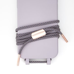 Chaîne et étui interchangeables pour téléphone portable pour iPhone et Samsung de couleur FLOR lilas avec cordon INHALE, fait main par eilenna