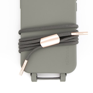 Chaîne et étui pour téléphone portable pour iPhone Samsung en vert PIN avec cordon MUD, fait main par eilenna