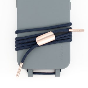 Chaîne et étui pour téléphone portable pour iPhone et Samsung en NOX Bleu avec cordon INK, fait main par eilenna