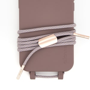 Chaîne de téléphone portable bandoulière et étui de téléphone portable pour iPhone Samsung en BERRY avec cordon SUR le TAUPE, fait main par eilenna