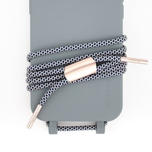 eilenna modular mobile phone chain and matt mobile phone case in NOX with cord TIDE Roségold