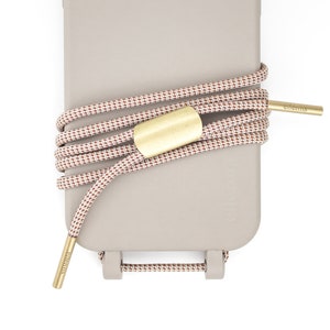 Chaîne de téléphone portable bandoulière et étui de téléphone portable pour iPhone Samsung en CLAY Gris avec cordon CHESS, fait main par eilenna
