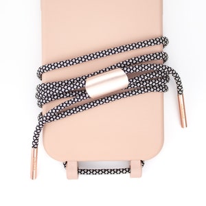 eilenna modular mobile phone chain and protective cover in NUDE with cord SALT and PEPPER image 1