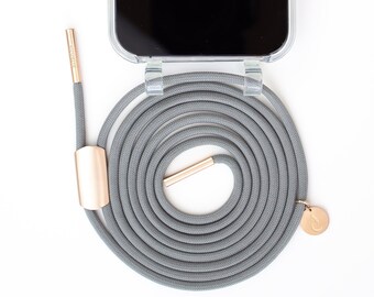 Catena intercambiabile per telefono con custodia incolore per iPhone in colore CLEAR trasparente con cordino PEPPELSTONE, realizzata a mano da eilenna