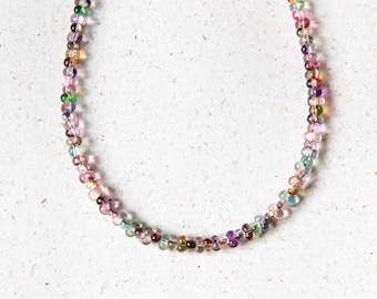 Colorful glass bead necklace for women, boho necklace handmade, 18K gold plated, Eilenna