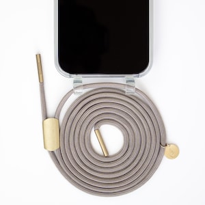 Chaîne de téléphone portable et étui de téléphone portable transparent pour iPhone de couleur CLEAR transparent avec cordon BOHEMIAN Gold, fait main par eilenna