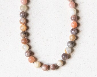 Multicolored moonstone necklace with silver clasp, women's necklace, handmade by eilenna