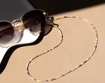 Gold-tone eyeglass chain made of Crazy Agate, handmade eyeglass accessories, 2-in-1 sunglasses chain and necklace by eilenna