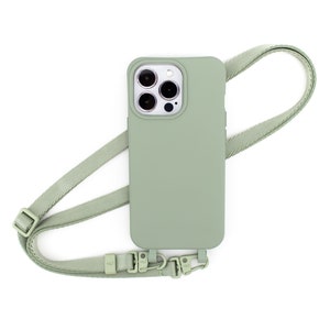 Étui de téléphone portable avec sangle pour iPhone Samsung, set de chaîne de téléphone portable, sangle de téléphone portable à traîner dans la couleur SAGE vert sauge de eilenna