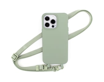 Mobile phone case with strap for iPhone Samsung, set mobile phone chain, mobile phone strap for hanging in the color SAGE sage green by eilenna