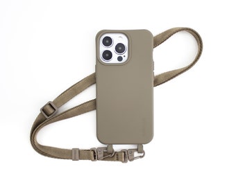 Phone case with strap for iPhone Samsung, phone chain set, phone strap for wearing around the neck in the color OAK Light Brown by eilenna