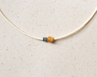 Minimalist necklace for women, handmade from tiger's eye natural stone, 18K gold-plated clasp by eilenna