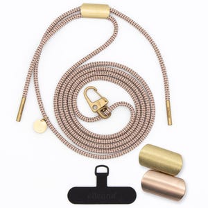 Universal mobile phone chain with carabiner and adapter, cord in CHESS with gold or rose gold, handmade by eilenna