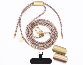 Handykette universal mit Karabiner und Adapter, Kordel in CHESS, handmade von eilenna