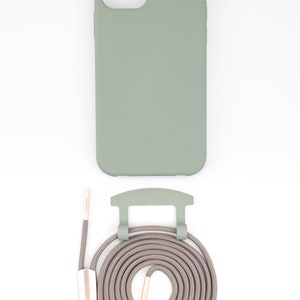 eilenna modular mobile phone chain and protective cover in SAGE with BOHEMIAN cord image 2