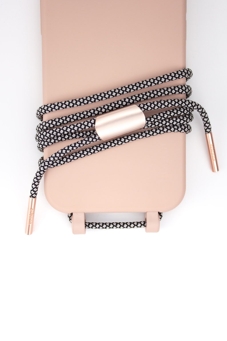 eilenna modular mobile phone chain and protective cover in NUDE with cord SALT and PEPPER image 4