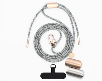 Mobile phone chain with carabiner and adapter, universal mobile phone cord in FOGGY handmade by eilenna