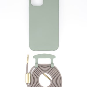 eilenna modular mobile phone chain and protective cover in SAGE with BOHEMIAN cord image 6
