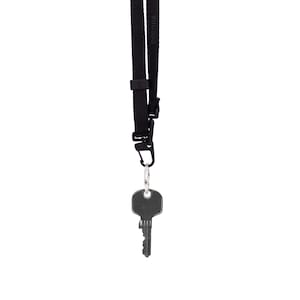 May include: A black key lanyard with a silver key attached. The lanyard has the word "chroma" printed on it.