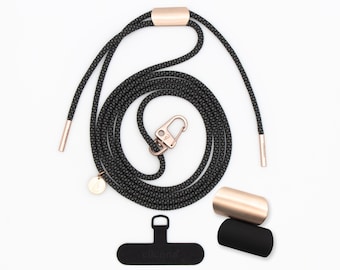 Handykette universal mit Karabiner und Adapter, Kordel in POCAHONTAS, handmade von eilenna