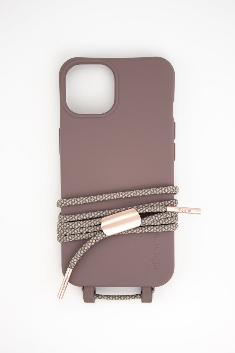 eilenna Cordon de téléphone portable interchangeable et housse de protection pour téléphone portable en BERRY avec cordon OAT Roségold