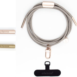 Cadena universal para teléfono móvil eilenna con mosquetón y parche, cordón en JENGIBRE, hecha a mano