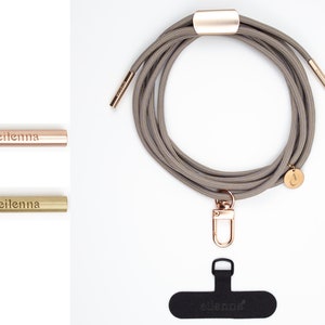 Universele mobiele telefoonketting met karabijnhaak en adapter, koord in BOHEMIAN, handgemaakt door eilenna