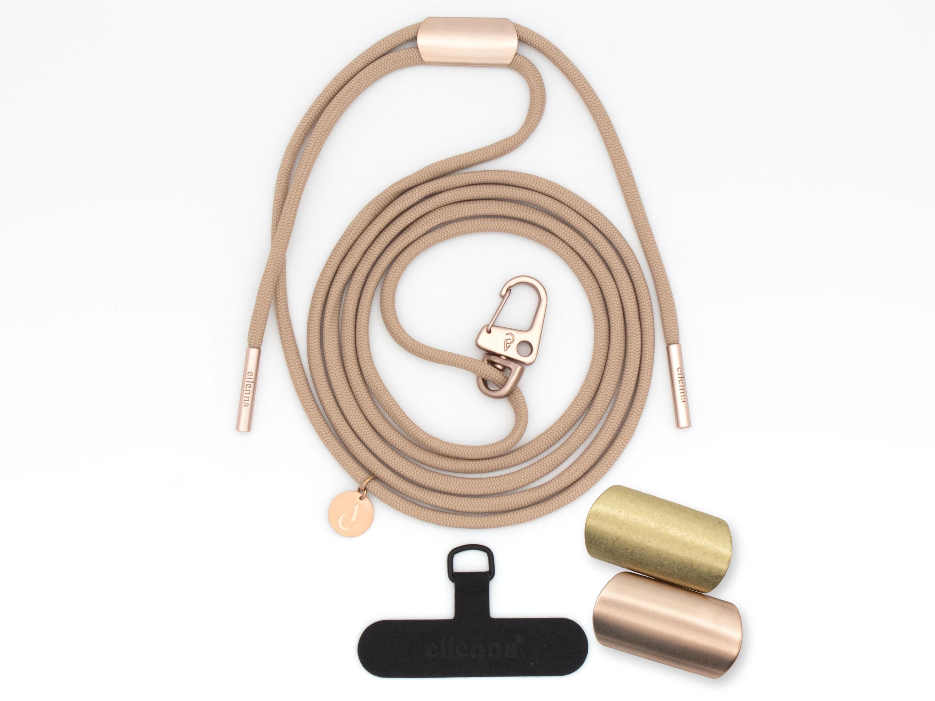 Handykette universal mit Karabiner und Adapter, Kordel in SANDY, handmade von eilenna