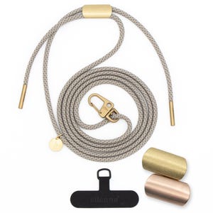 eilenna universal Handykette mit Karabiner und Patch, Kordel in GINGER mit Gold oder Rosegold, handmade von eilenna