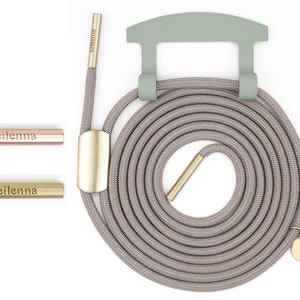 Mobile phone chain for interchangeable Smartcase, SAGE sage green with BOHEMIAN cord, handmade by eilenna