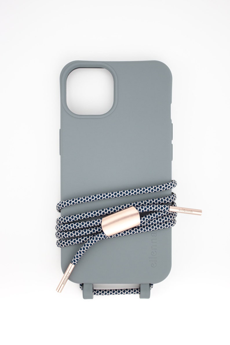 eilenna modular mobile phone chain and matt mobile phone case in NOX with cord TIDE Roségold