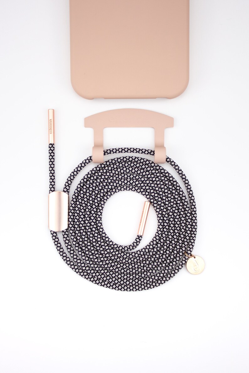 eilenna modular mobile phone chain and protective cover in NUDE with cord SALT and PEPPER image 3