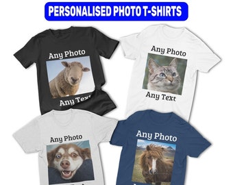 Personalised Photo T-Shirt - Add Custom Text and Image - Great Birthday Gift, Hen Night or Workwear Top Unisex Fit