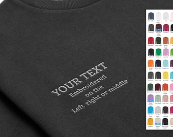 Embroidered Sweatshirt - Personalised with your custom text 50 Colours to Choose from,  Pick Thread Colour Quality Embroidery machine stitch