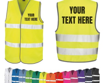 Personalised Hi Vis Vests - Fluorescent Colours - Great for Horse Riders, Runners, and Walkers - Custom Text front and back - Fast Delivery