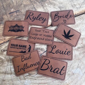 Personalised Leatherette Patch Custom Engraved with your Name or Logo Patches for Hats, Back Packs Equestrian - 5 x 8 cm