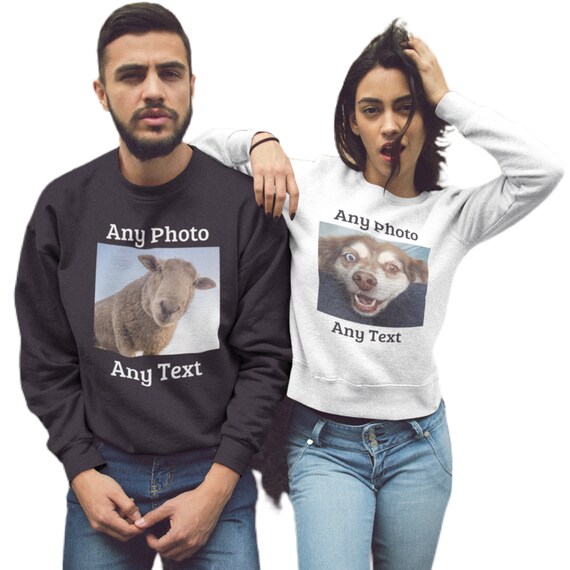 Personalised Sweatshirt - Custom Printed with your image using direct to garment print with toxic free Vegan inks - Same Day Free Dispatch