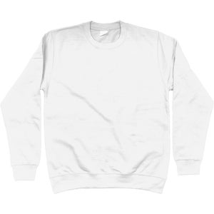 May include: A white long-sleeved sweatshirt with a crew neck.