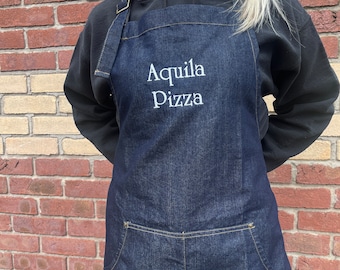 Personalised Denim Apron - Smart, modern solution for bars and restaurants looking for cool Jeans Look Personalised Workwear