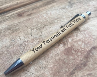 Personalised Wooden Pen Engraved with your Text or Name, Special Message - Wedding Favor Gifts or Teacher Gifts, Leavers Present.