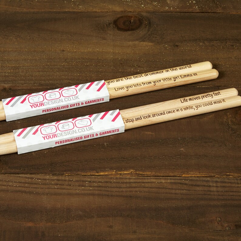 Personalised Drumsticks Laser Engraved with Custom Message 5A Etsy
