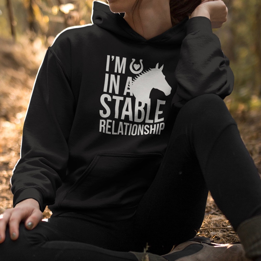 I'm in A Stable Relationship Hoodie Equestrian Gift With Horsey Slogan