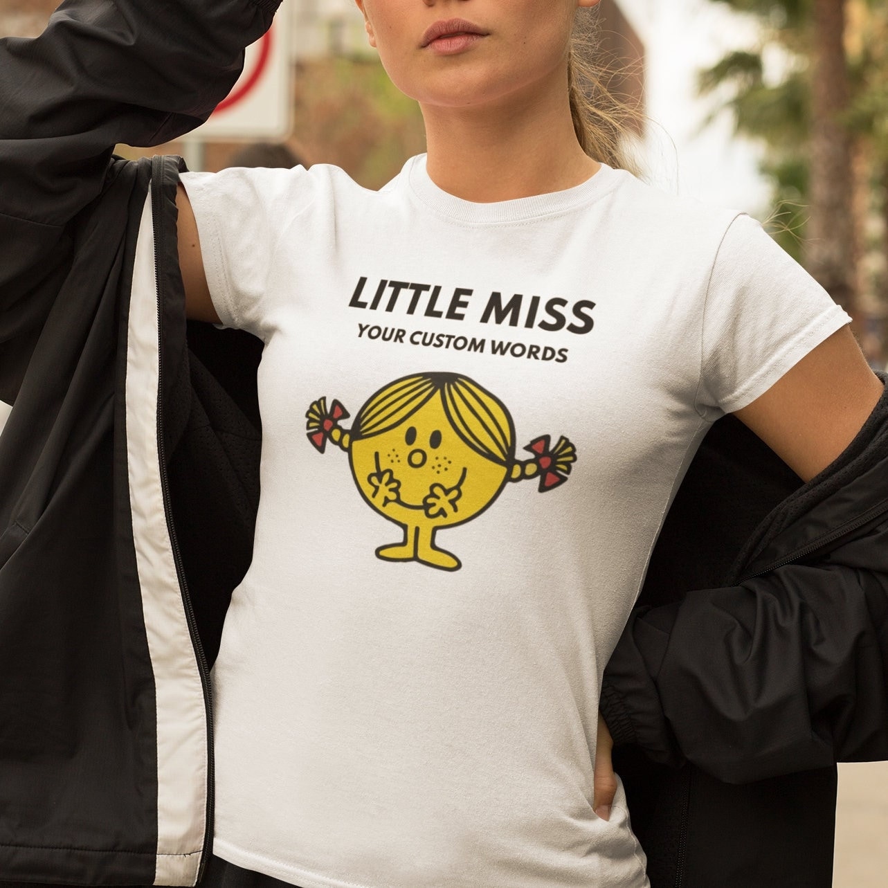 Discover Little Miss Custom Words - Personalise Your Mr Men Inspired T-Shirt