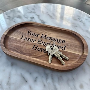 Personalised Wooden Tray - Laser Engraved - Serving Tray for Keys, Jewellery or Gifts