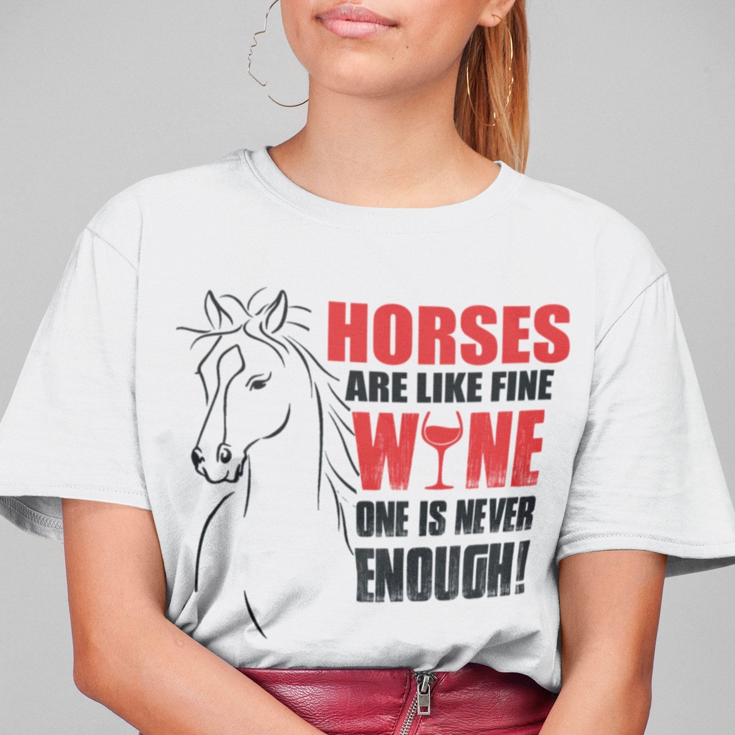 Loves Horses & Wine Slogan T Shirt Horsey Gift or Just for a Etsy UK